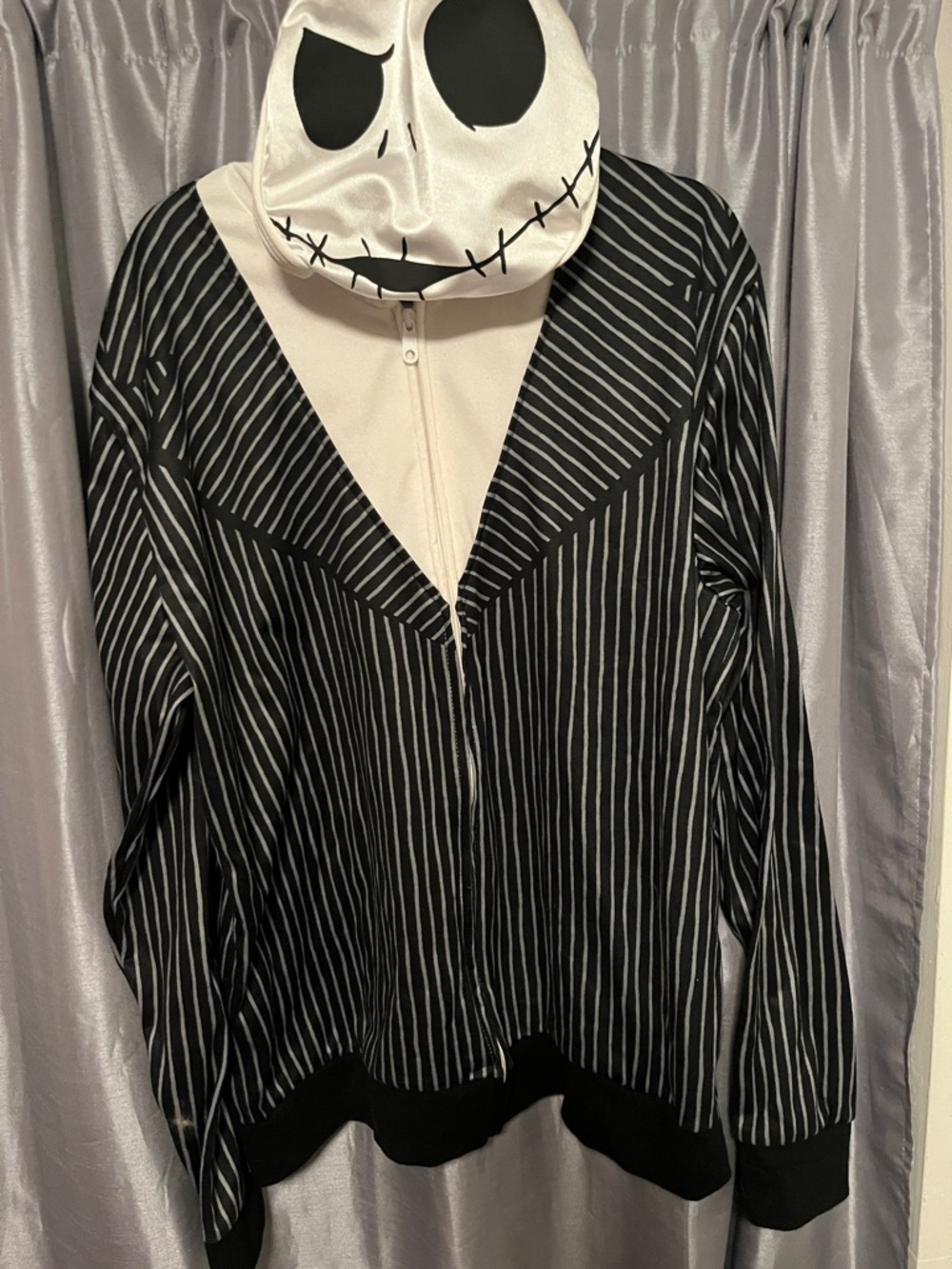 Men’s Black & White Pinstripe Zip-Front Costume Top